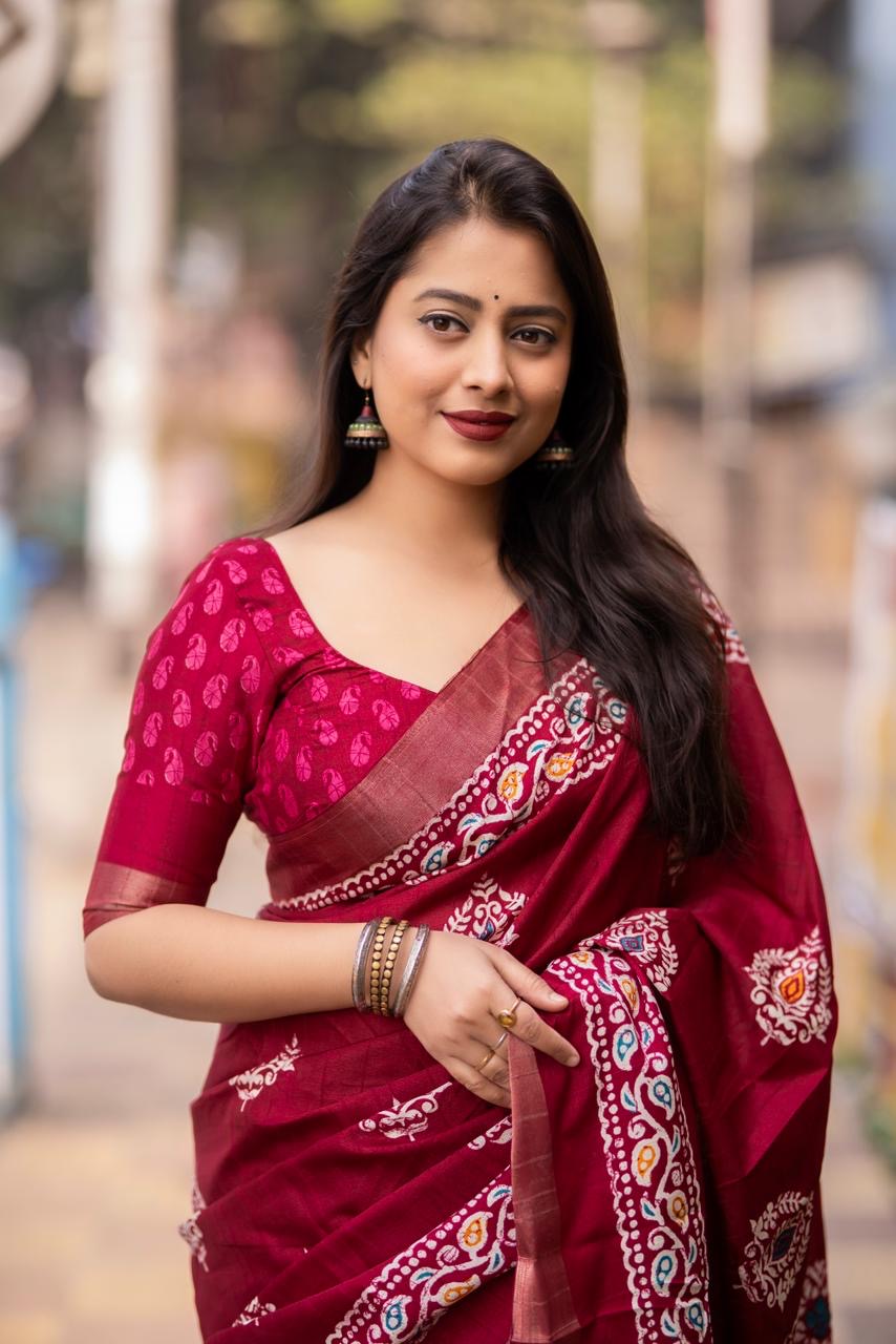 Soft Silk Batik Print Saree