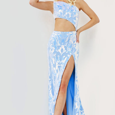 Sequin Fitted One Shoulder Slit Gown by Jovani 22853