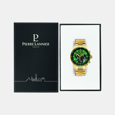 Cronos Men Quartz Green Dial Chronograph Stainless Steel Watch 228J062