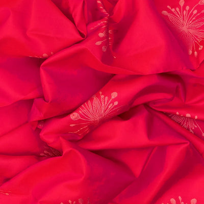 Pink Silk Saree With Floral Motifs & Contrast Pallu