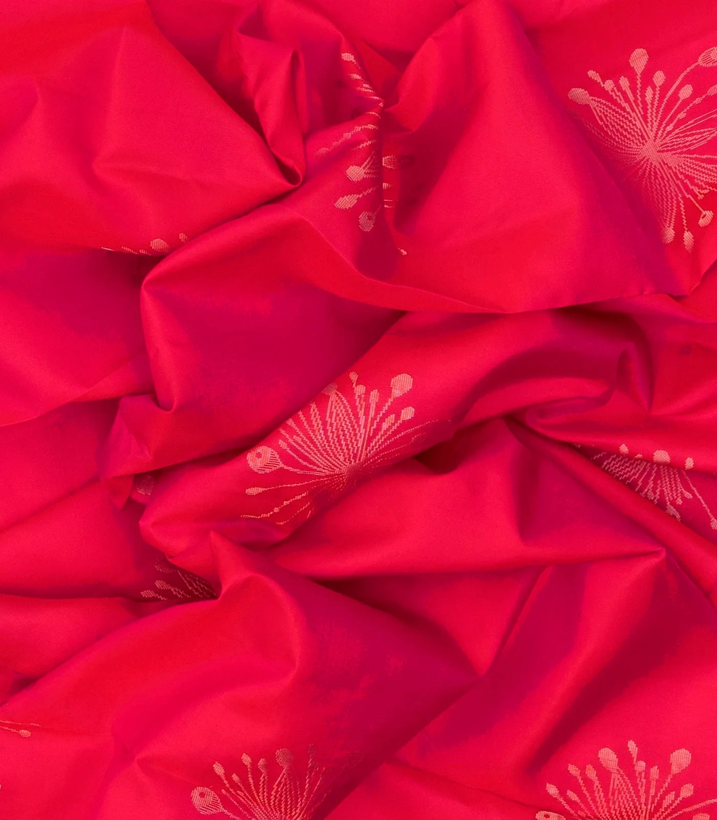 Pink Silk Saree With Floral Motifs & Contrast Pallu