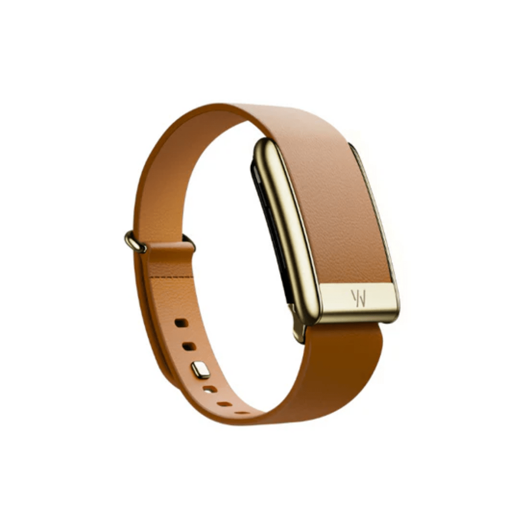Whoop 5.0 Leatherluxe Tapered Camel with Gold Band