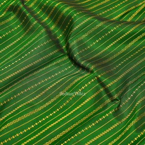 Green Golden Striped Body Work Pure Kanjivaram Silk Saree