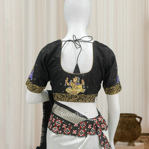 Exclusive Black Nartaki Theme Hand-Painted Pattachitra Blouse