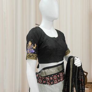 Exclusive Black Nartaki Theme Hand-Painted Pattachitra Blouse
