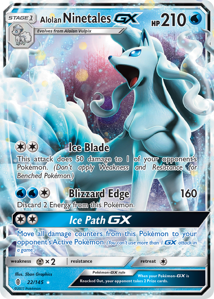 Alolan Ninetales-GX - 22/145 - Rare Holo GX