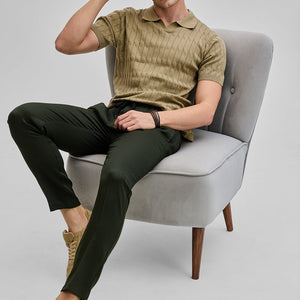 Khaki Knitted Polo T-Shirt