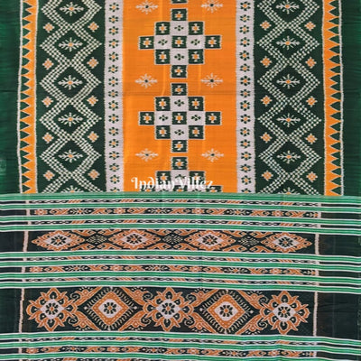 Golden Bottle Green Body Pasapali Tarabali Contemporary Silk Saree