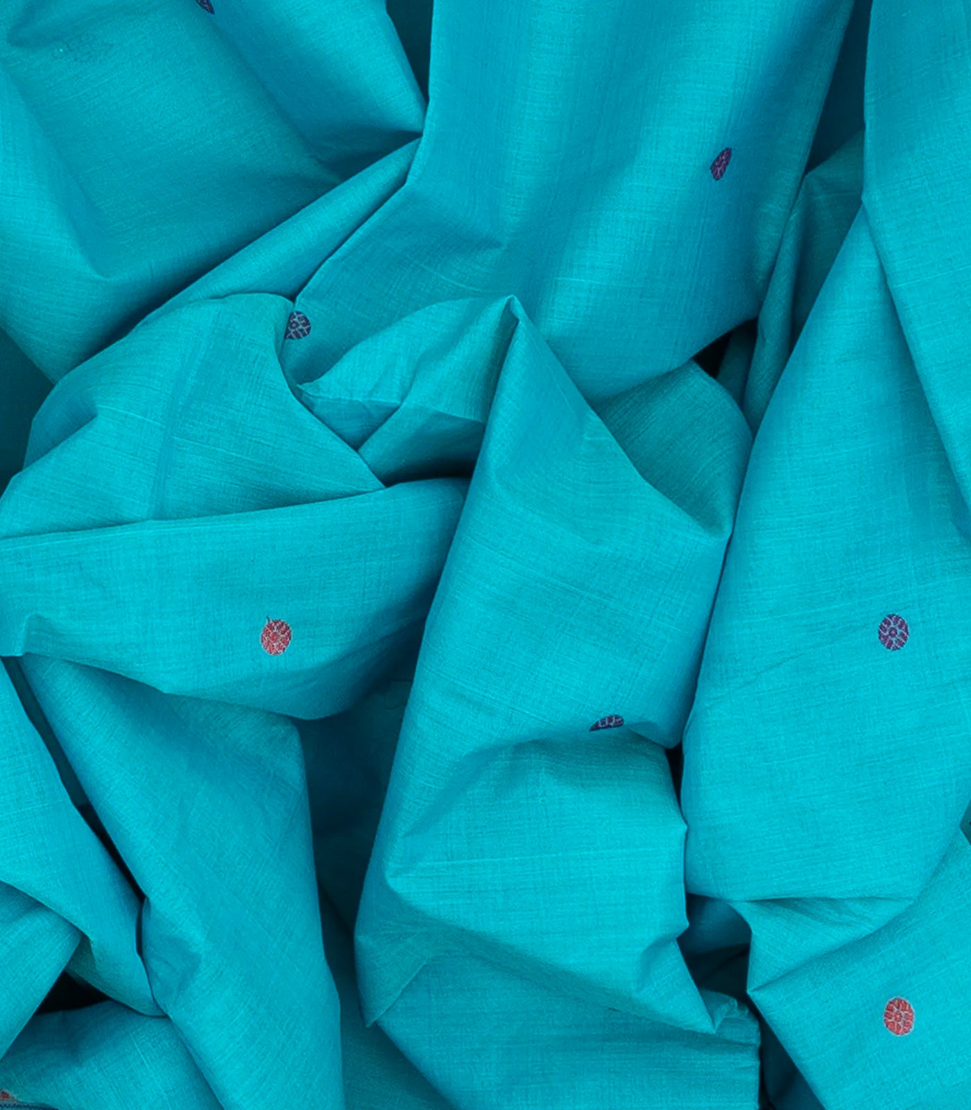 Sky Blue Handloom Kanchi Cotton Saree With Coin Buttas And Annam Motifs