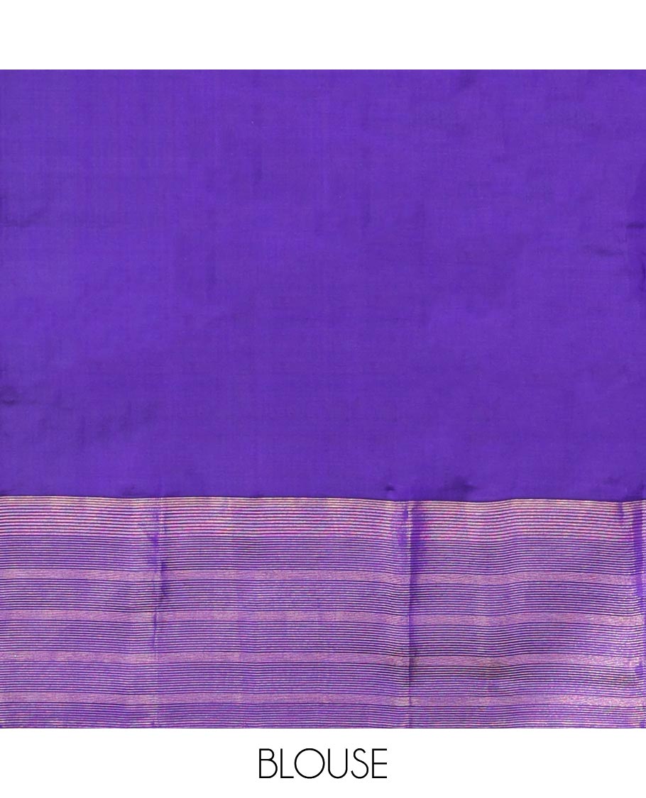 Pink Muthu striped silk saree, contrast striped zari border & zari-enriched striped pallu
