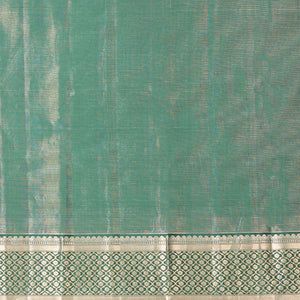 Green floral buttas silk saree with self traditional zari border & intricate zari design pallu