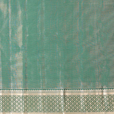 Green floral buttas silk saree with self traditional zari border & intricate zari design pallu