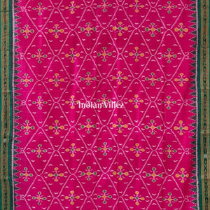 Rani Color Odisha Ikat Khandua Silk Saree