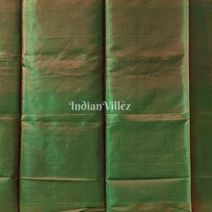 Maroon Green Dual Tone Handwoven Soft Silk Saree