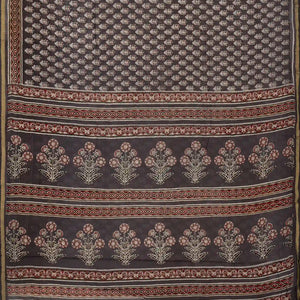 Grey Woven Jaipur Cotton Saree With Printed Floral Motifs
