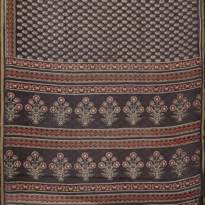 Grey Woven Jaipur Cotton Saree With Printed Floral Motifs