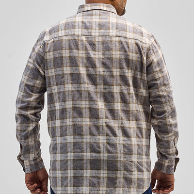 Light Grey Checks Linen Blend Shirt