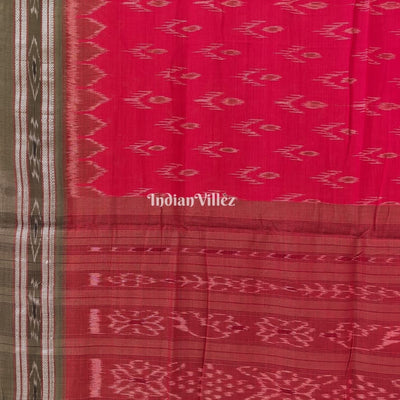 Red Mayur Chandrika Maniabandha Cotton Saree