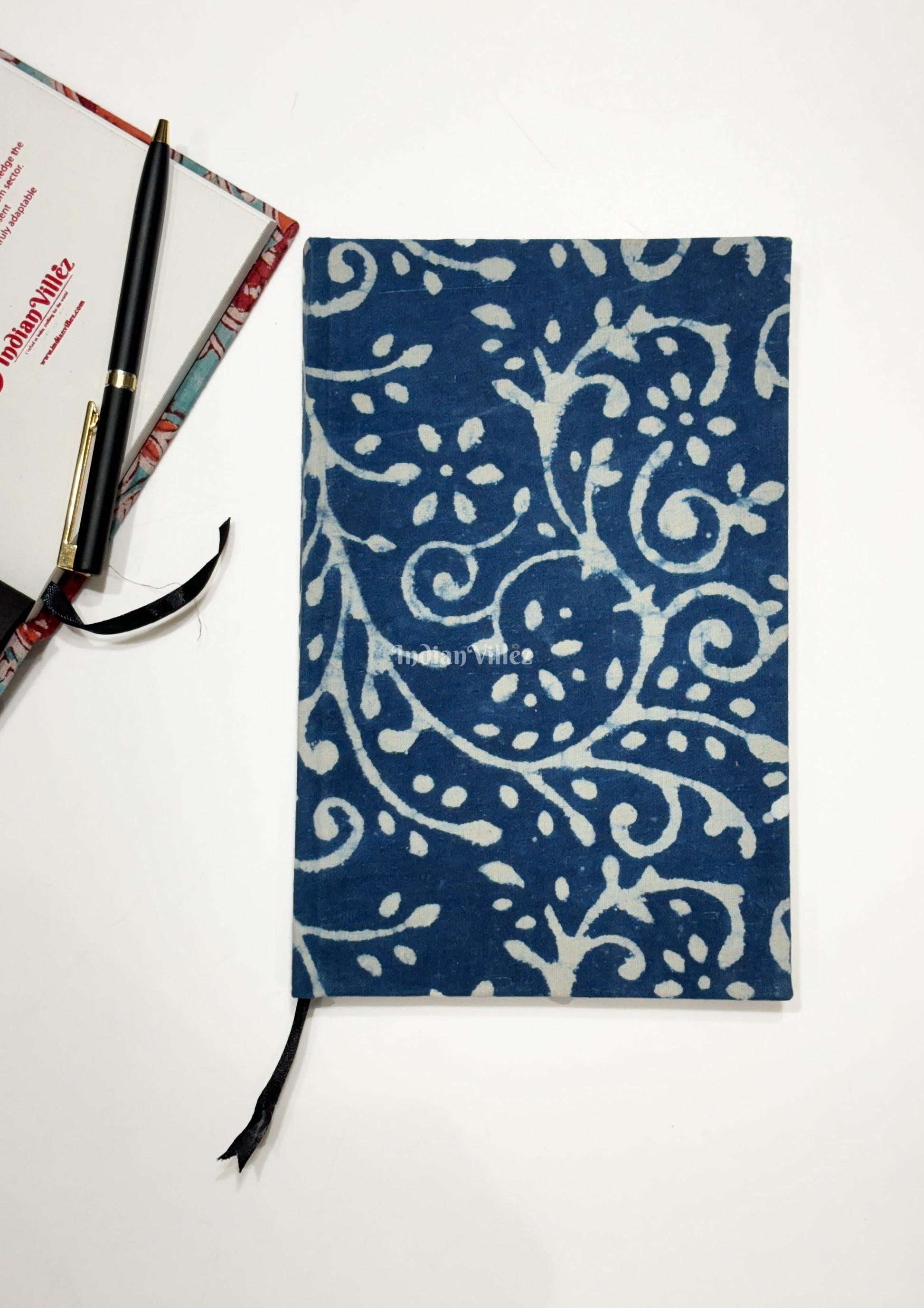 Blue Hand Block-Print Handmade Woven Cotton Fabric Cover Diary