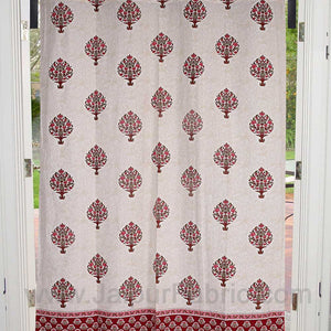 Magenta Pink Floral Bouquet Cotton Grommet Curtain