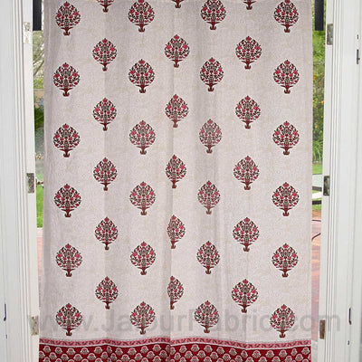 Magenta Pink Floral Bouquet Cotton Grommet Curtain