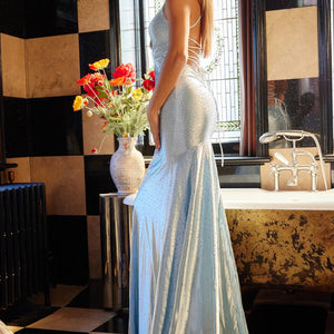 Beaded Satin Fitted Sleeveless Gown by Jovani 23010