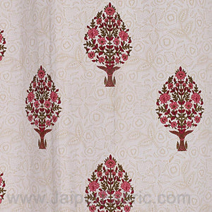 Magenta Pink Floral Bouquet Cotton Grommet Curtain