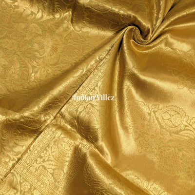 Golden Floral Theme Designer Banarasi Katan Silk Saree