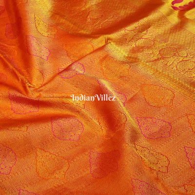 Orange Kanchipuram Silk Saree