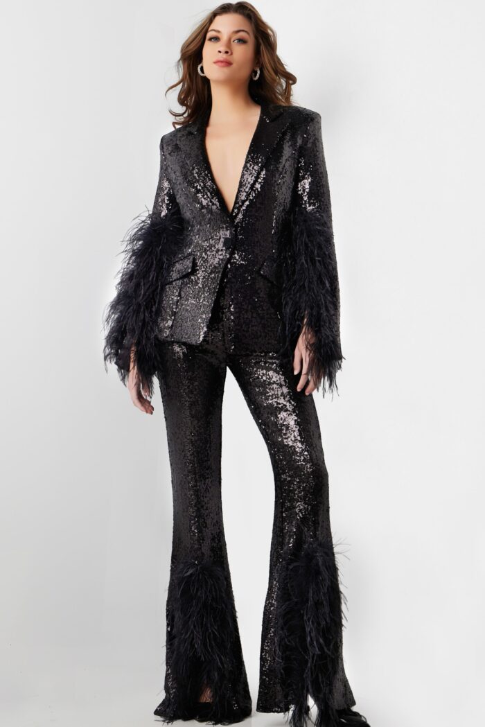 Jovani 23162 Long Sequin Two Piece Formal Pant Suit