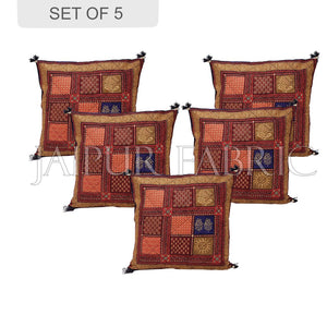 Multi Color Golden Block Print Cotton Cushion cover