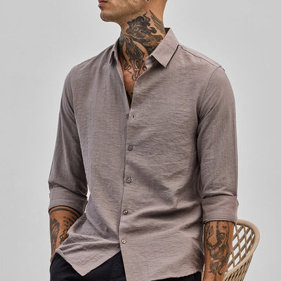 Light Brown Slim Fit Linen Shirt