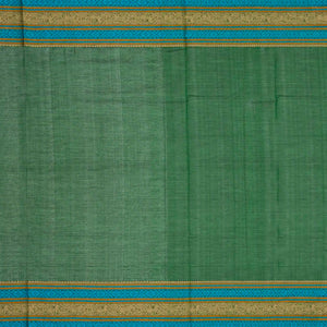 Dark Green Handloom Silk Cotton Saree With Parrot Buttas