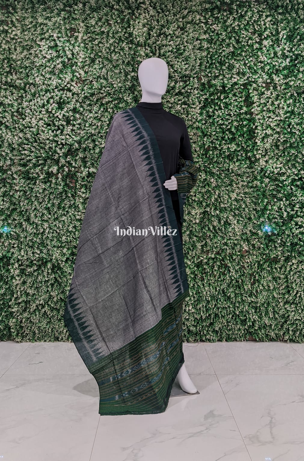 Grey Butta Design Sambalpuri Ikat Cotton Dupatta Regular price