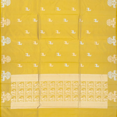 Gold Handloom Banarasi Silk Saree With Deer Buttas