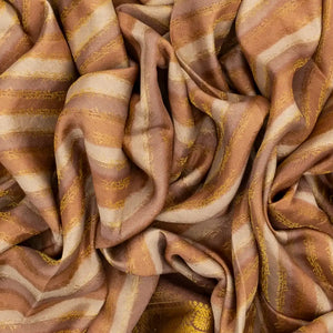 Peach Mysore Crepe Silk Saree With Diagonal Stripes