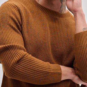 Brown Fisherman Knit Sweater