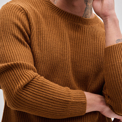 Brown Fisherman Knit Sweater