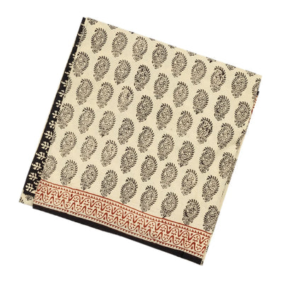 Cream Woven Jaipur Cotton Saree Printed With Mango Motifs