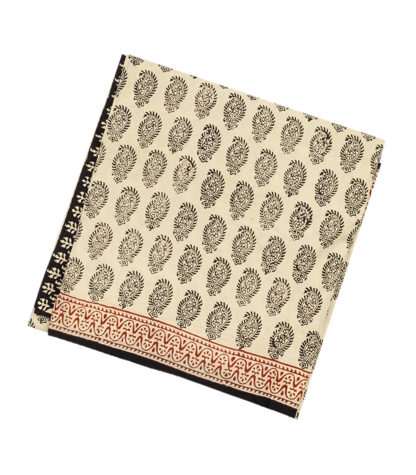 Cream Woven Jaipur Cotton Saree Printed With Mango Motifs