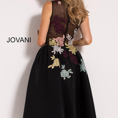 Applique Short Sleeveless A-line Dress by Jovani 23695