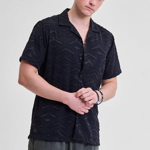 Black Geometric Box Fit Shirt