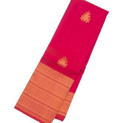 Hot Pink Handloom Kanchipuram Silk Saree With Zari Buttas