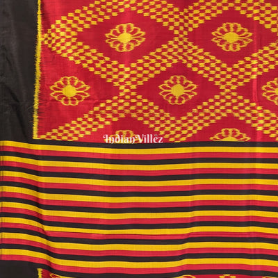 Red Yellow Contemporary Odisha Ikat Tarabali Silk Saree