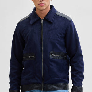 Navy Multi-Patch Zipper Jacket