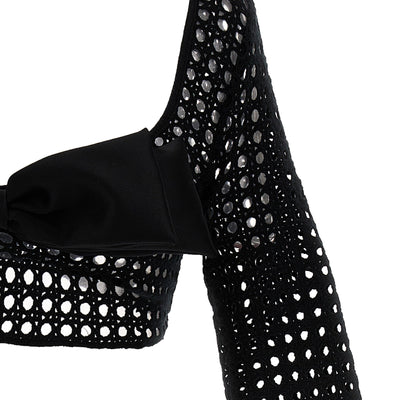 Giambattista Valli Cropped Macramé Bow Top