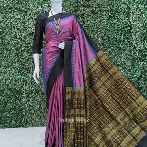 Magenta Dual Tone Bomkai Odisha Ikat Silk Saree