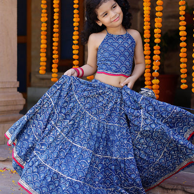 Moana Handblock Cotton Lehenga Set