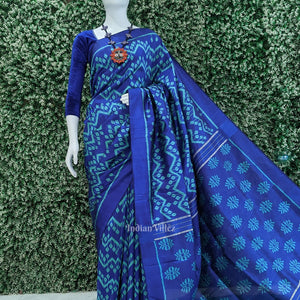Royal Blue Waves Design Contemporary Designer Saree