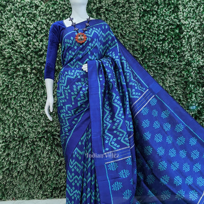 Royal Blue Waves Design Contemporary Designer Saree